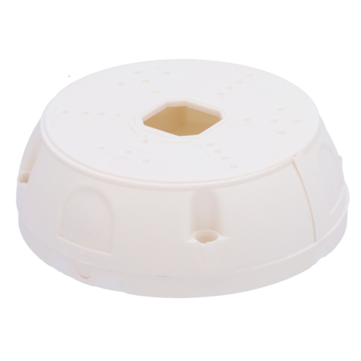 Caixa de ligação para câmaras bullet e dome - Apto para uso exterior - Instalação em tecto ou parede - Feito de plástico | Branco - Cobertura interior do cabo de acesso