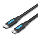 Cabo USB 2.0 Tipo-C Vention COVBH, USB Tipo-C Macho - MicroUSB Macho, Até 10W, 480Mbps, 2m, Preto