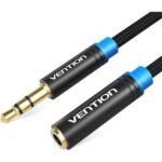 Cabo Stereo Vention VAB-B06-B150-M, Jack 3.5 Macho - Jack 3.5 Fêmea, 1.5m, Preto