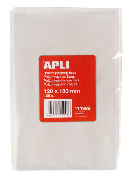 Sacos Transparentes de Polipropileno Apli 120x180mm - Calibre 120 - Alta Resistência e Flexibilidade - Uso Alimentar